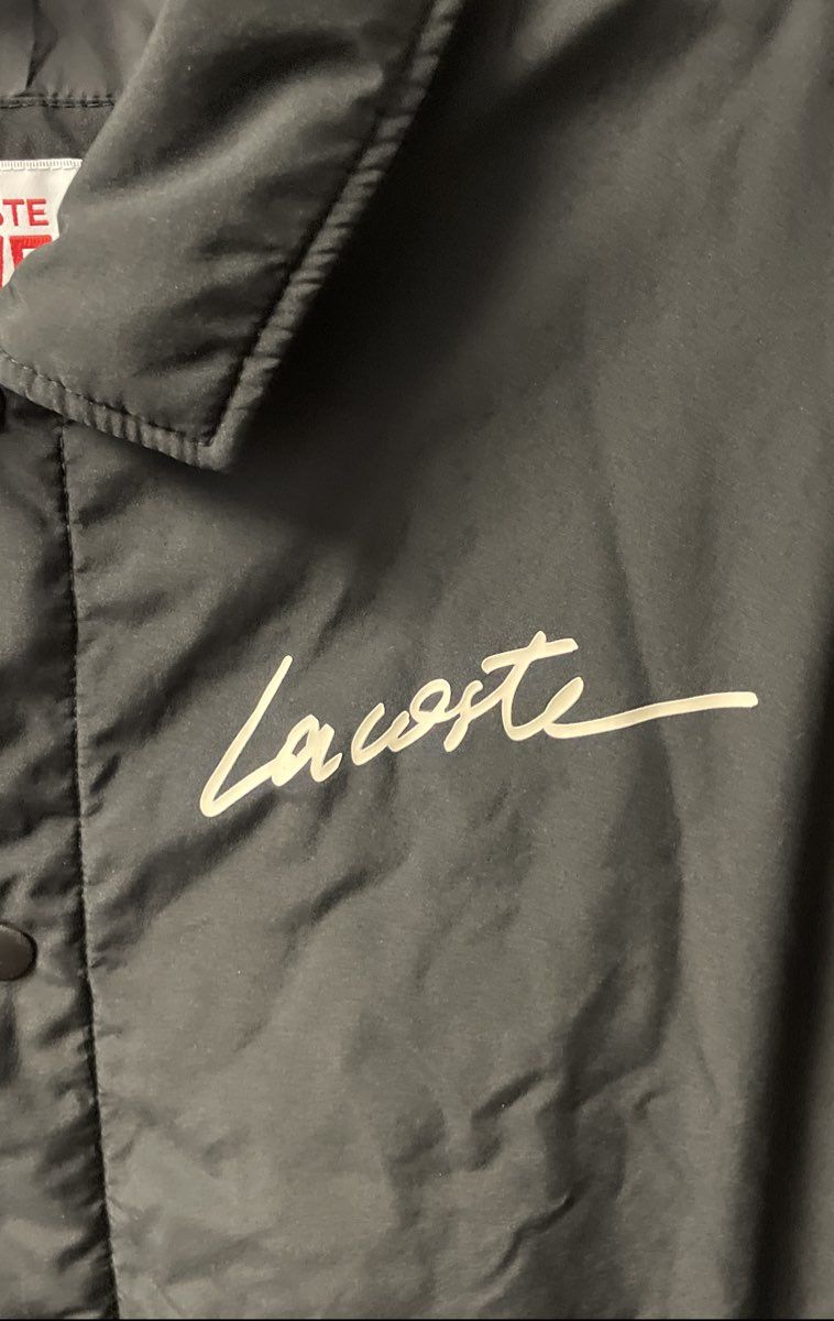 Lacoste Live Men's Black Script Logo Coach Jacket Snap Button Drawstring Sz S