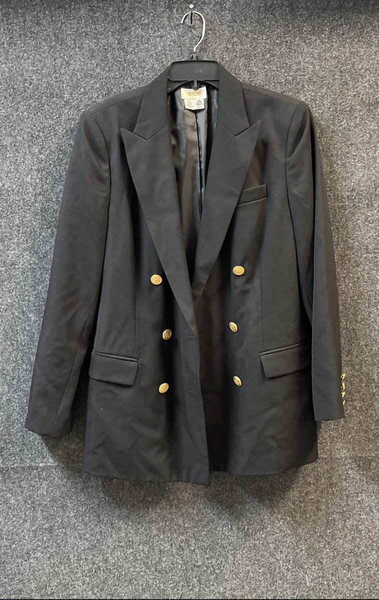 Vintage 90s Talbots Women's Black Double Breasted Wool Blazer Japan Sz 14