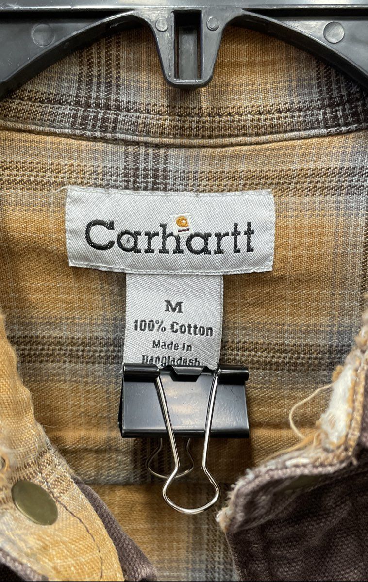 Carhartt S96 DKB Flannel Lined Sandstone Duck Canvas Shirt Jacket Brown Sz M