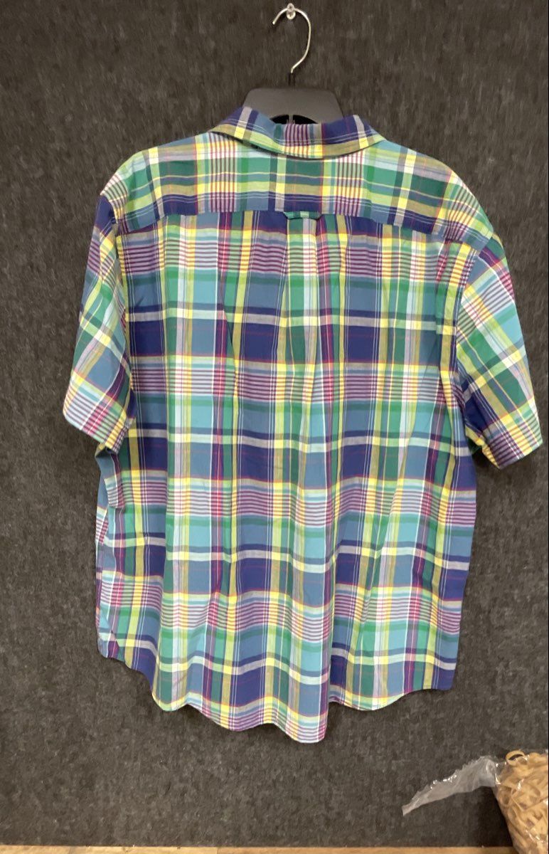 Lands' End Men's Short Sleeve Multicolor Plaid Button Down Shirt Sz XXL