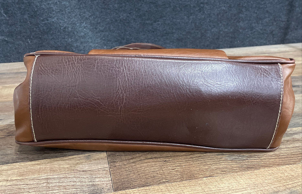 Capezio Brown Leather Vintage Shoulder Bag Gold Tone Hardware Purse