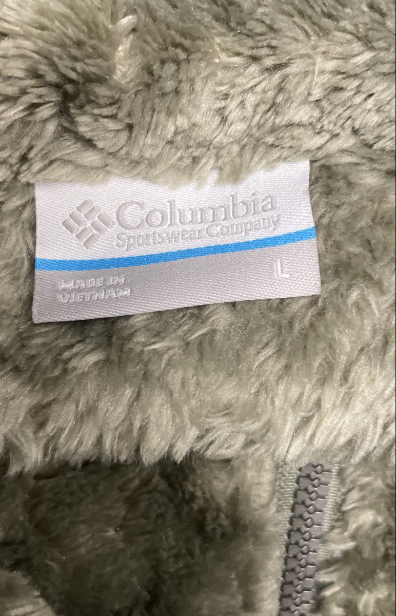 Columbia Women's Fire Side II Sherpa Vest Sage Green Full Zip Fleece Sz L