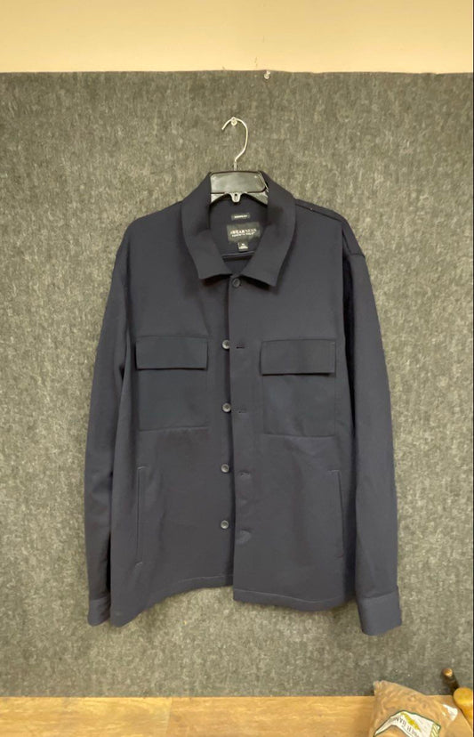 Awearness Kenneth Cole Men's Navy Blue Modern Fit Button Front Shirt Jacket XL
