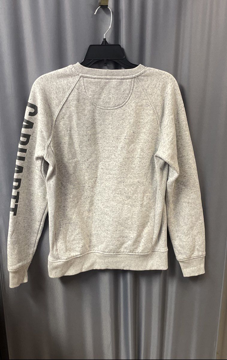 Carhartt Women's Relaxed Fit Crewneck Sweatshirt Heather Gray Logo Sz S (4-6)