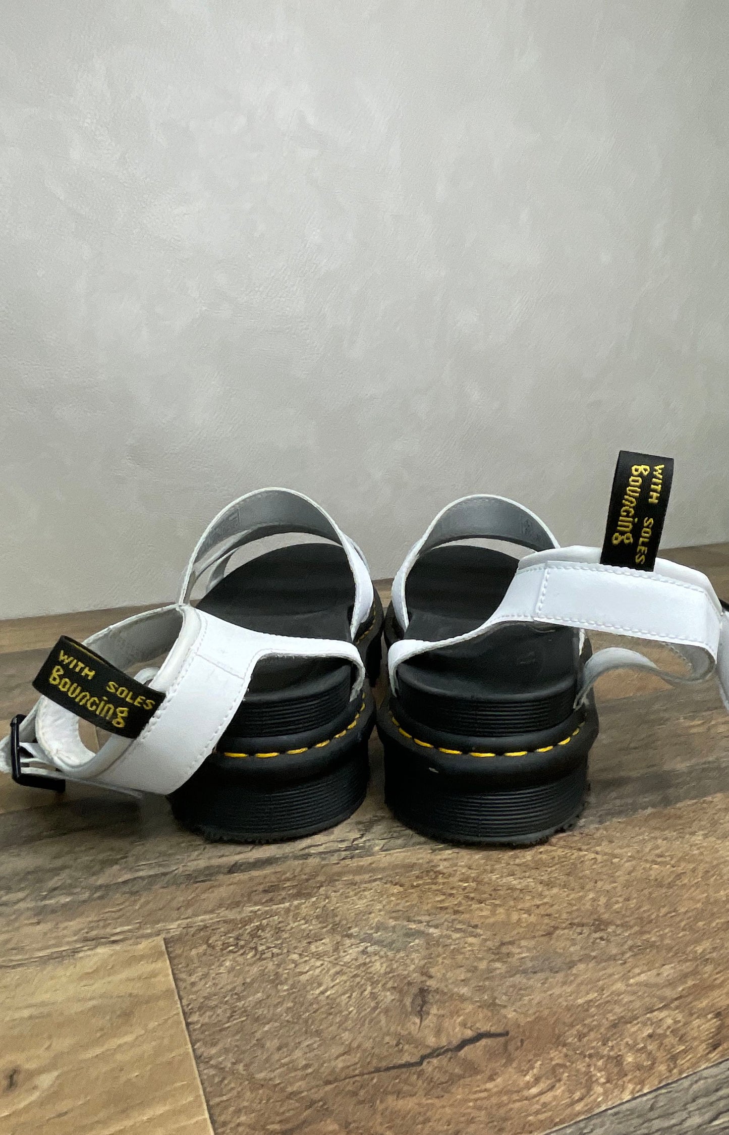 Dr. Martens Blaire White Hydro Leather Platform Gladiator Sandals Size US 10