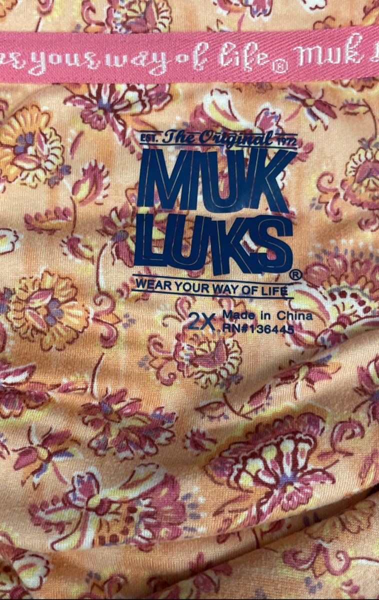 MUK LUKS Women's Orange Floral Pajama Set Short Sleeve Top Pants Sz 2X