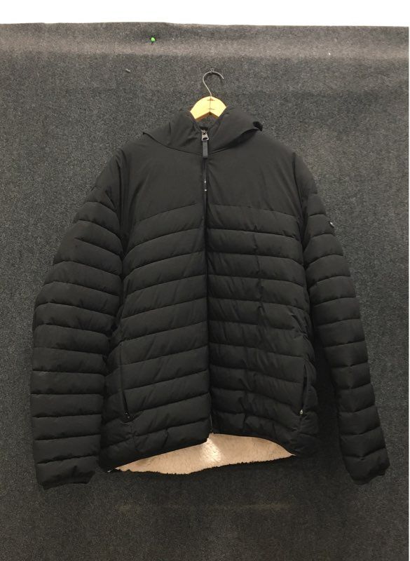 Calvin Klein Men's Black Infinite Stretch Hooded Puffer Jacket Faux Fur Sz XXL