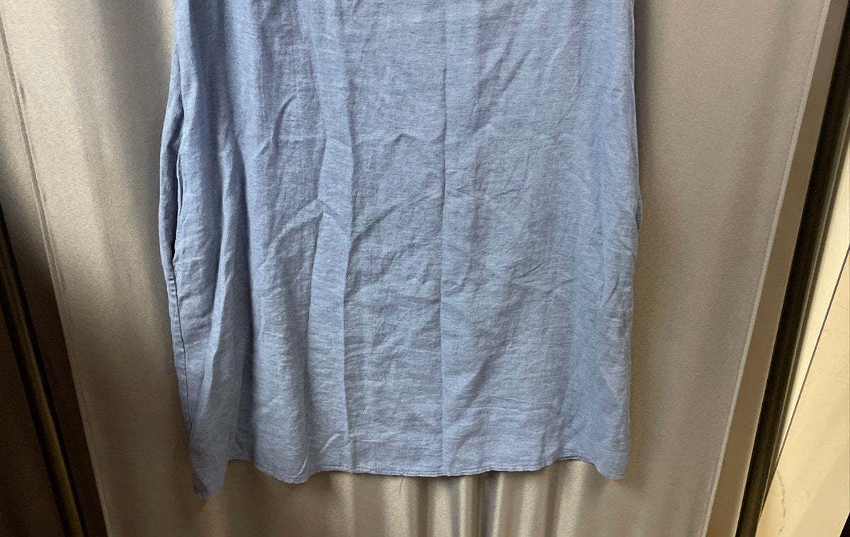 Valentina Naldi Women's Blue Linen Blend Sleeveless Dress Made in Italy Sz L