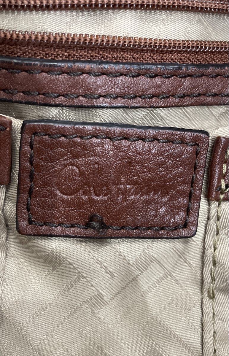 Cole Haan Brown Pebbled Leather Braided Handle Large Shoulder Bag Handbag