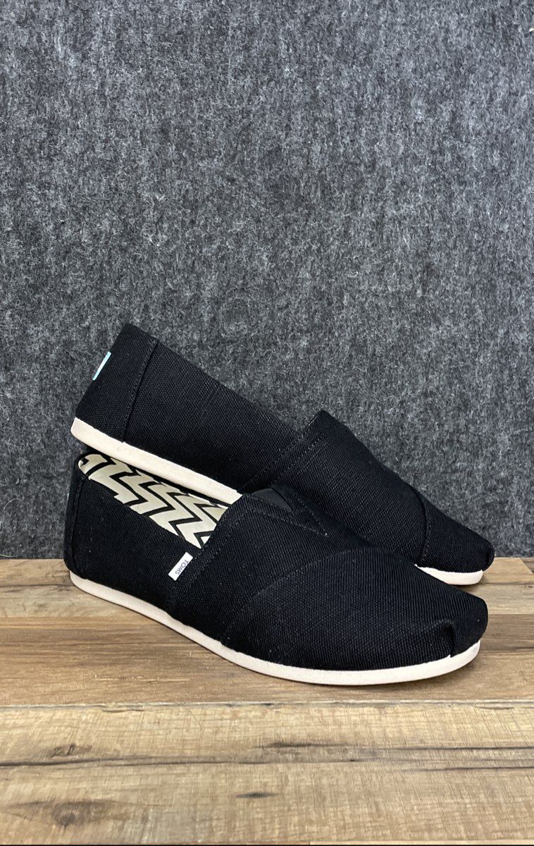 TOMS Alpargata Black Canvas Slip-On Shoes Women's Size 9.5 W
