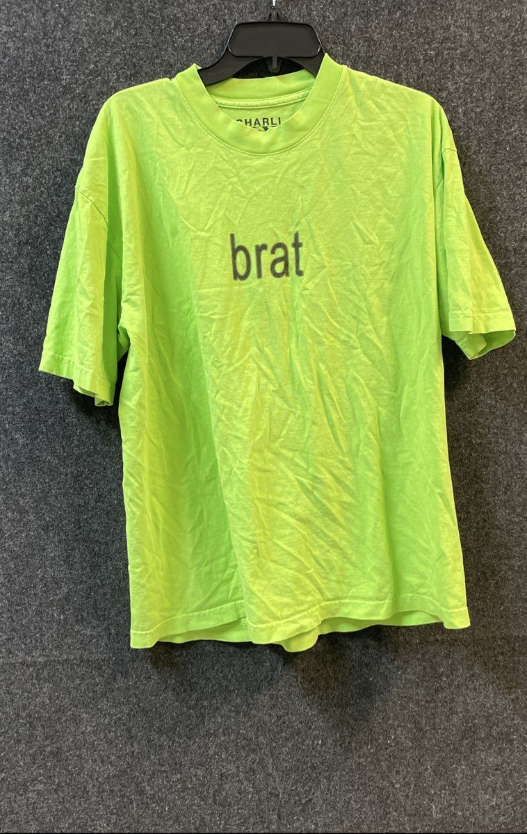 Charli XCX Men's T-shirt Neon Green Brat Album Graphic Official Merch Sz L