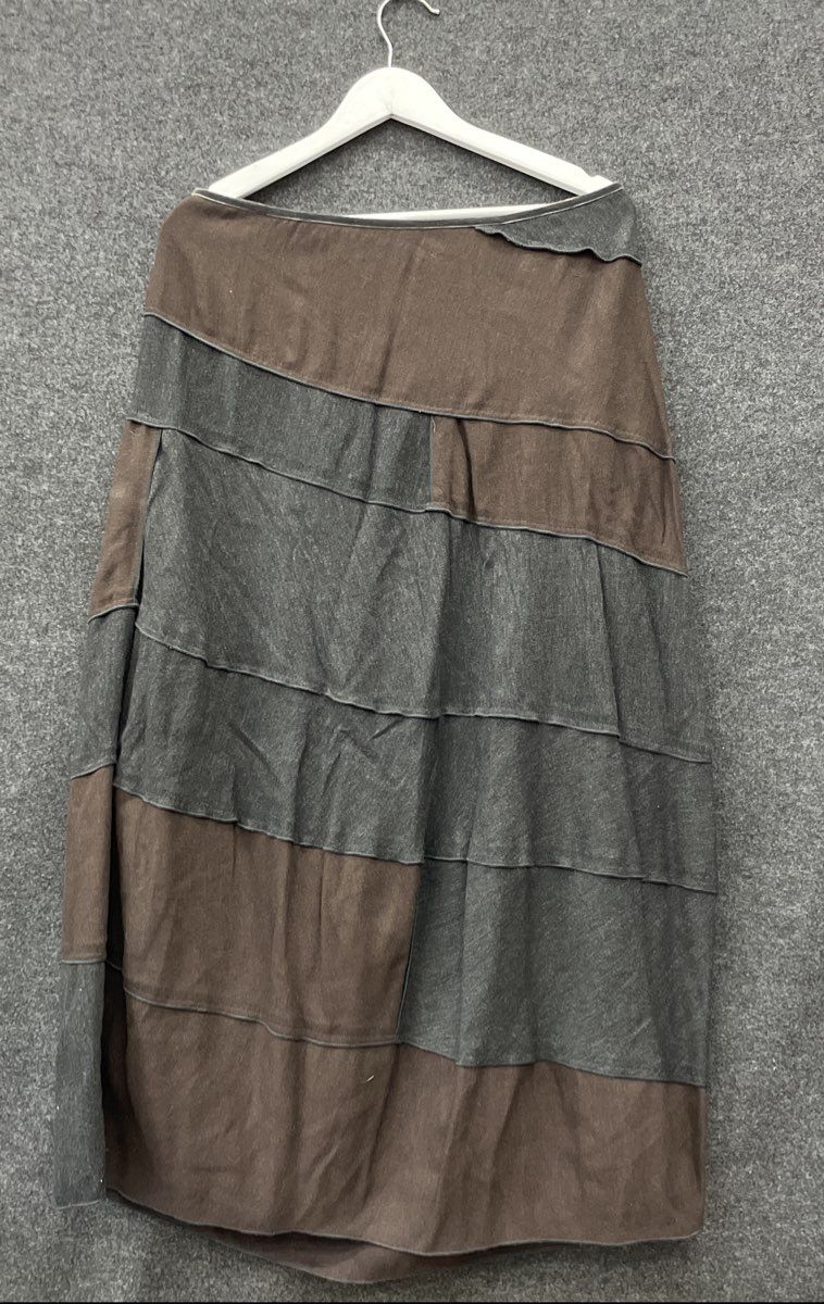 J.Jill Women's Brown Gray Patchwork Tiered Panel Wool Blend Maxi Skirt Sz M NWT