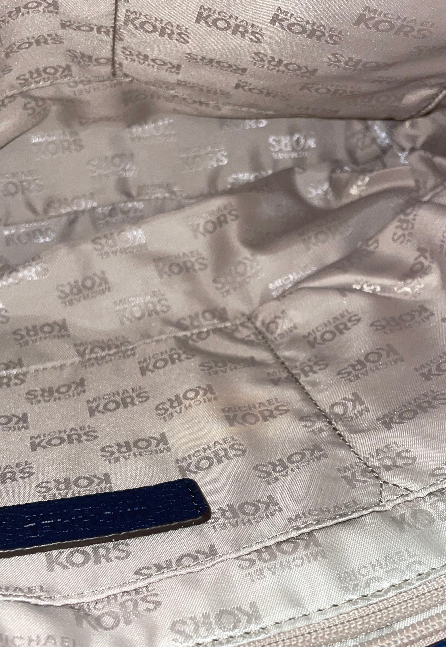 Michael Kors Navy Blue Pebbled Leather Shoulder Bag Gold Chain Link Hardware