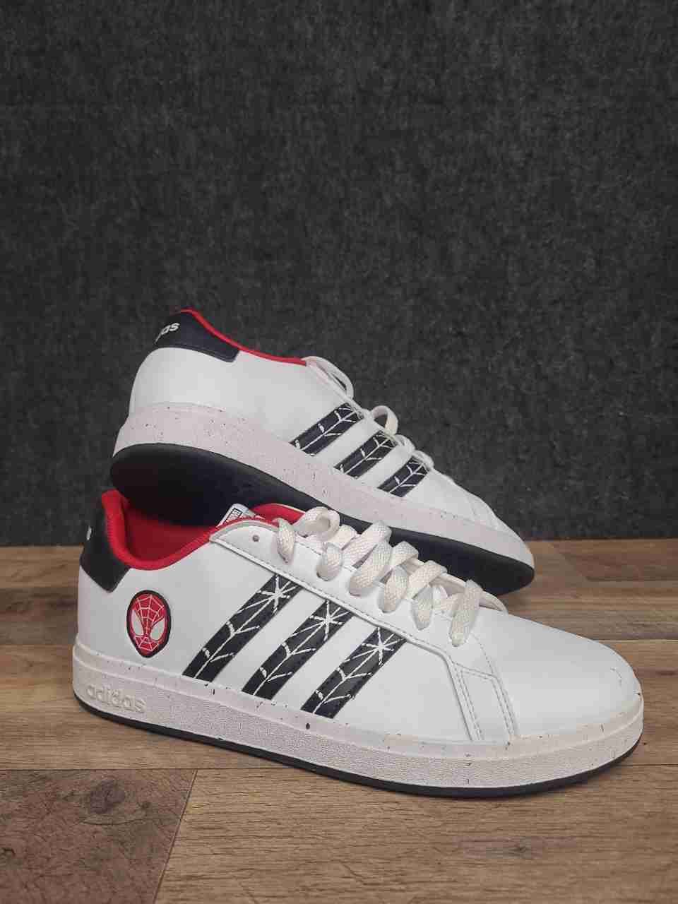 Adidas Grand Court Spider-Man White Black Red Sneakers Size 7