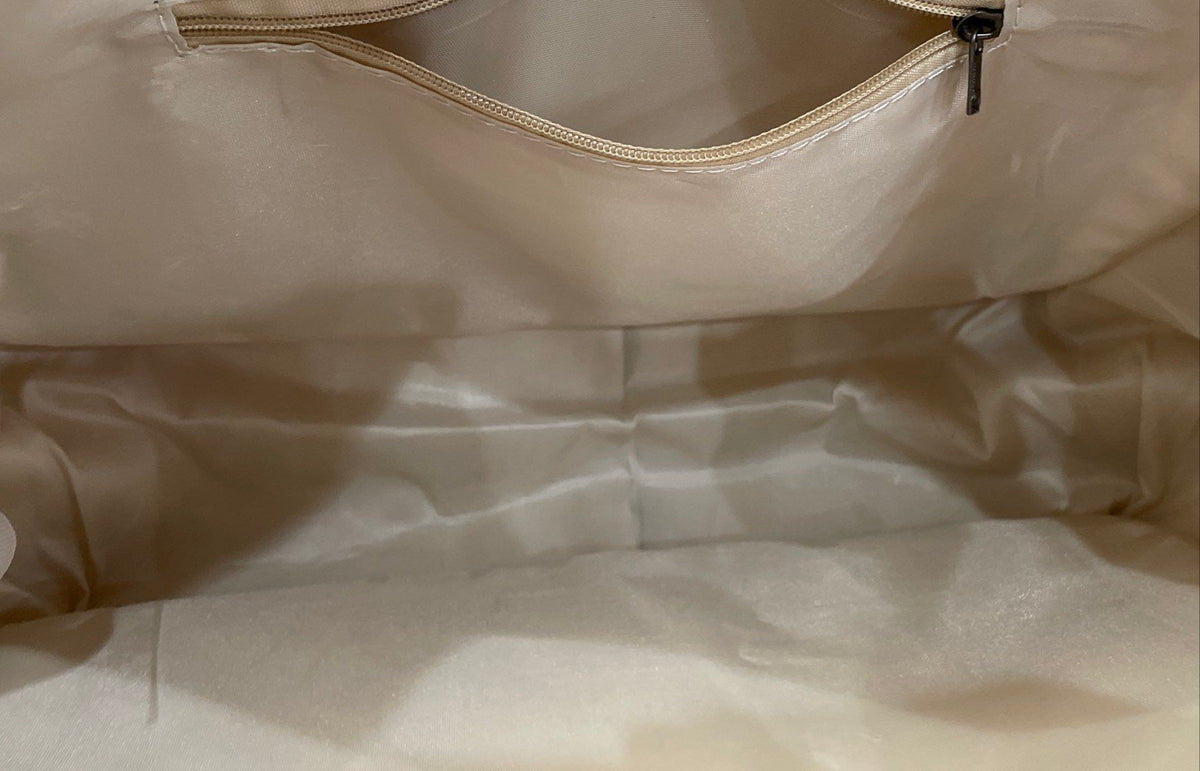 White Floral Butterfly Fabric Tote Bag Large Crossbody Shoulder Purse