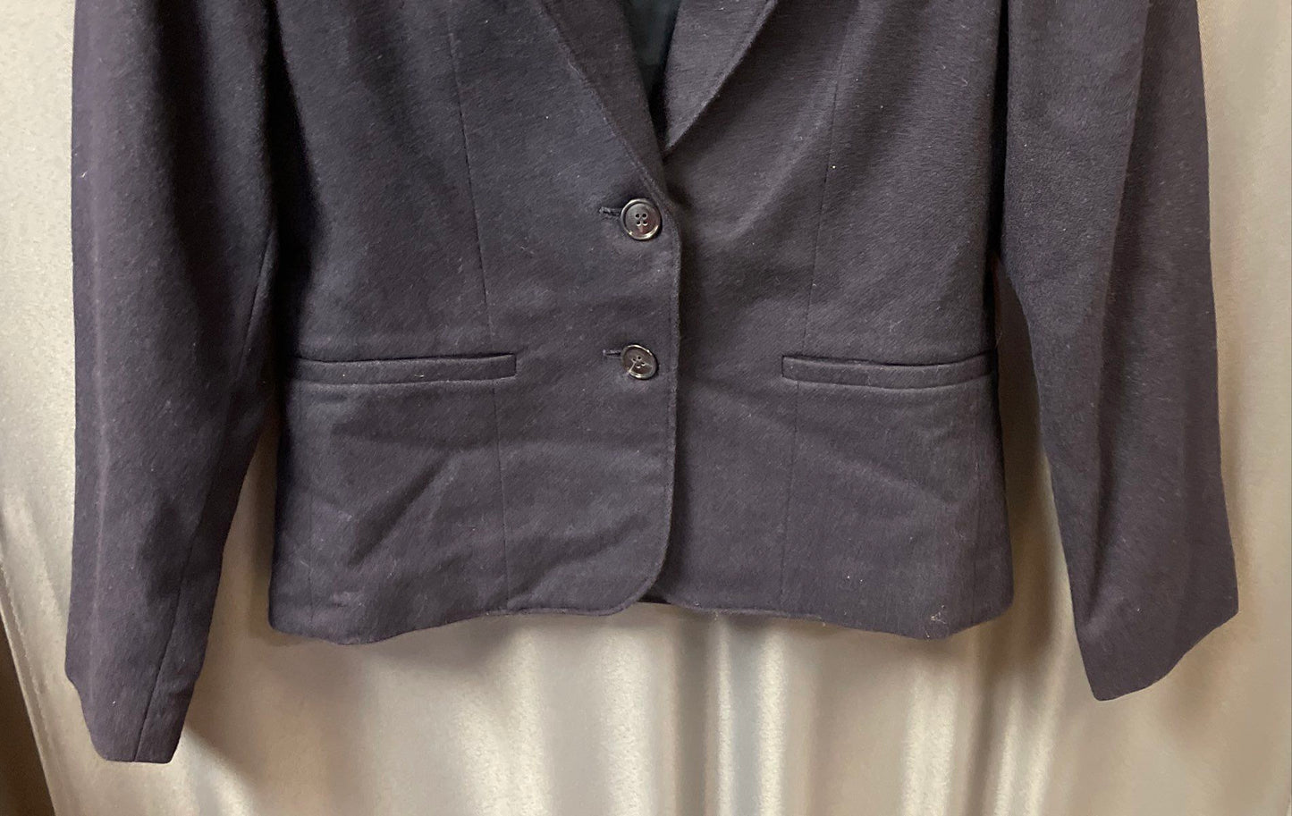 Vintage 90s Cross Country Women's Navy Blue 100% Wool Blazer Jacket Petite 4