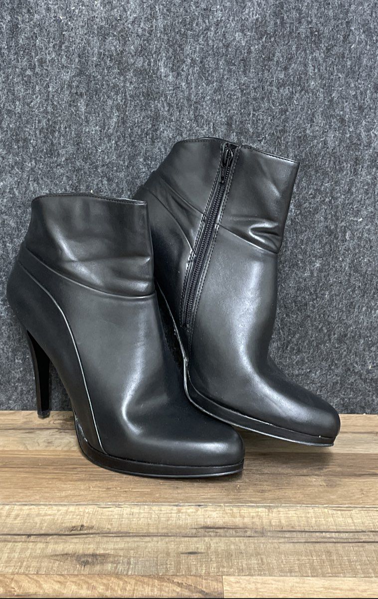 Nine West NWIRONDA Black Synthetic Leather High Heel Ankle Boots Size 11 M