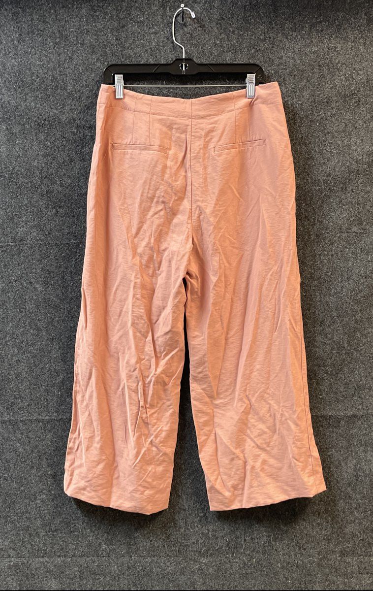Loft Women's Pink High Waist Button Fly Wide Leg Cropped Pants Sz 8 NWT