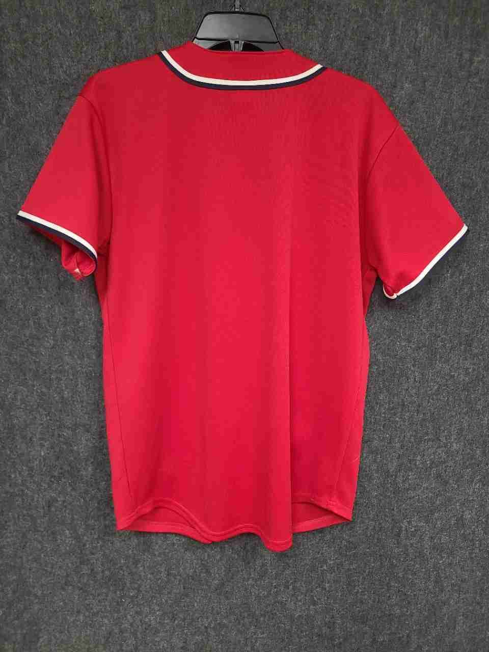 Majestic Youth Washington Nationals MLB Baseball Jersey Red Button Front Sz XL