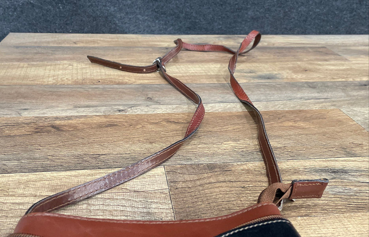 Vera Pelle Brown Black Leather Crossbody Shoulder Bag Made in Italy