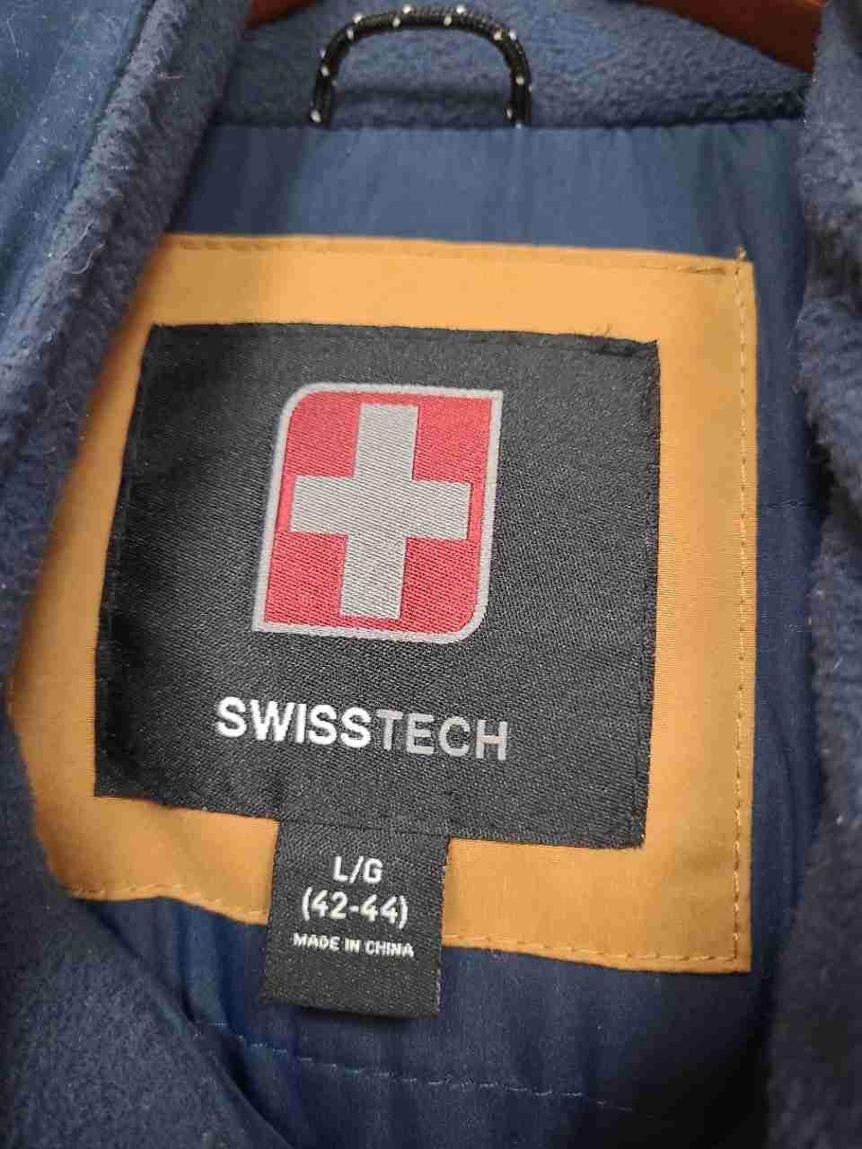 SwissTech Men's Blue Copper Penny Insulated Hooded Colorblock Jacket Size L