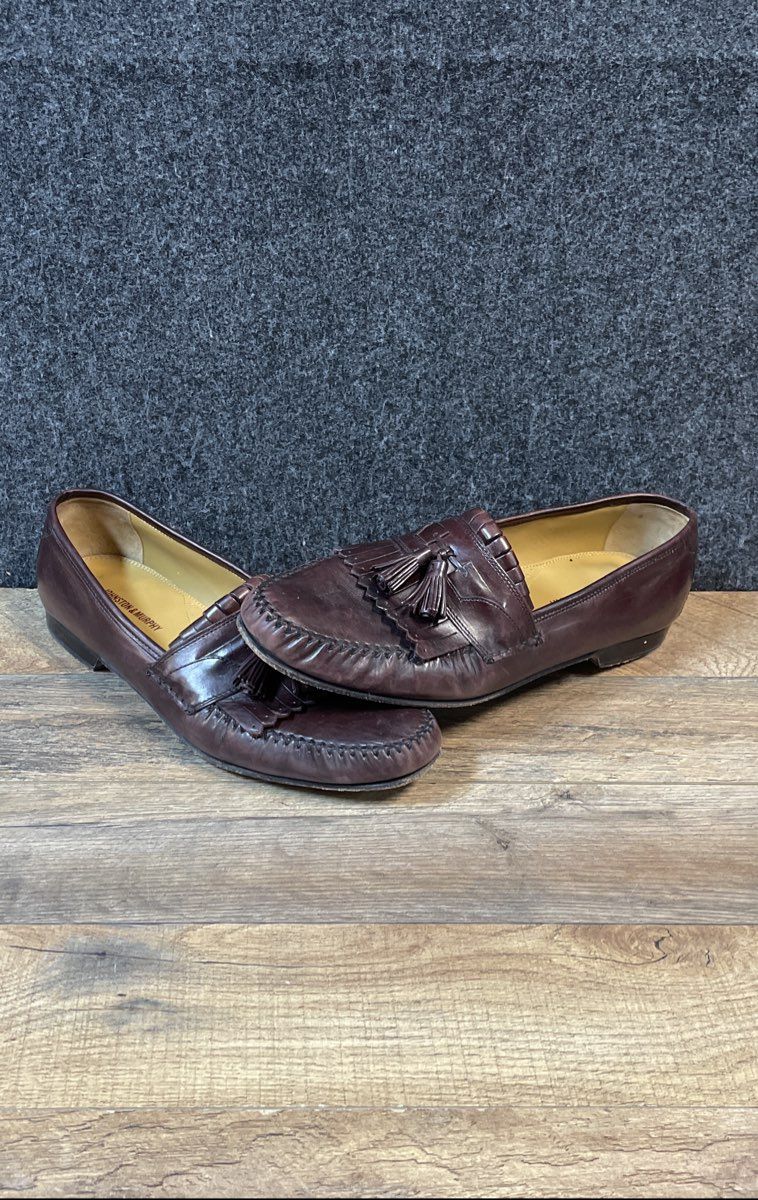 Johnston & Murphy Aristocraft Burgundy Leather Tassel Kiltie Loafers Size 12M