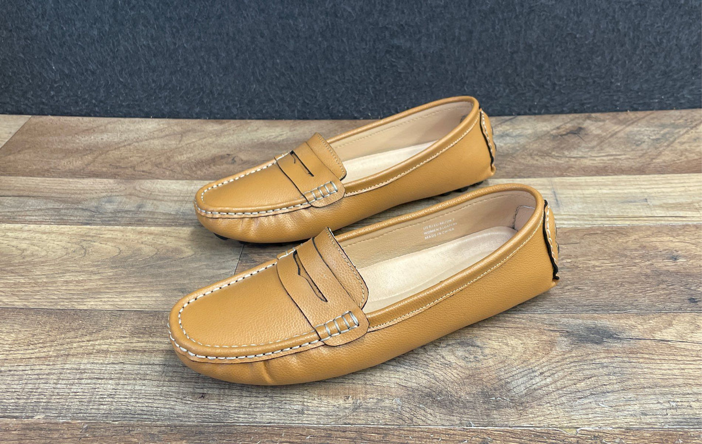 Artisure Classic Comfort Tan Leather Penny Loafer Driving Mocs Women's Size 9
