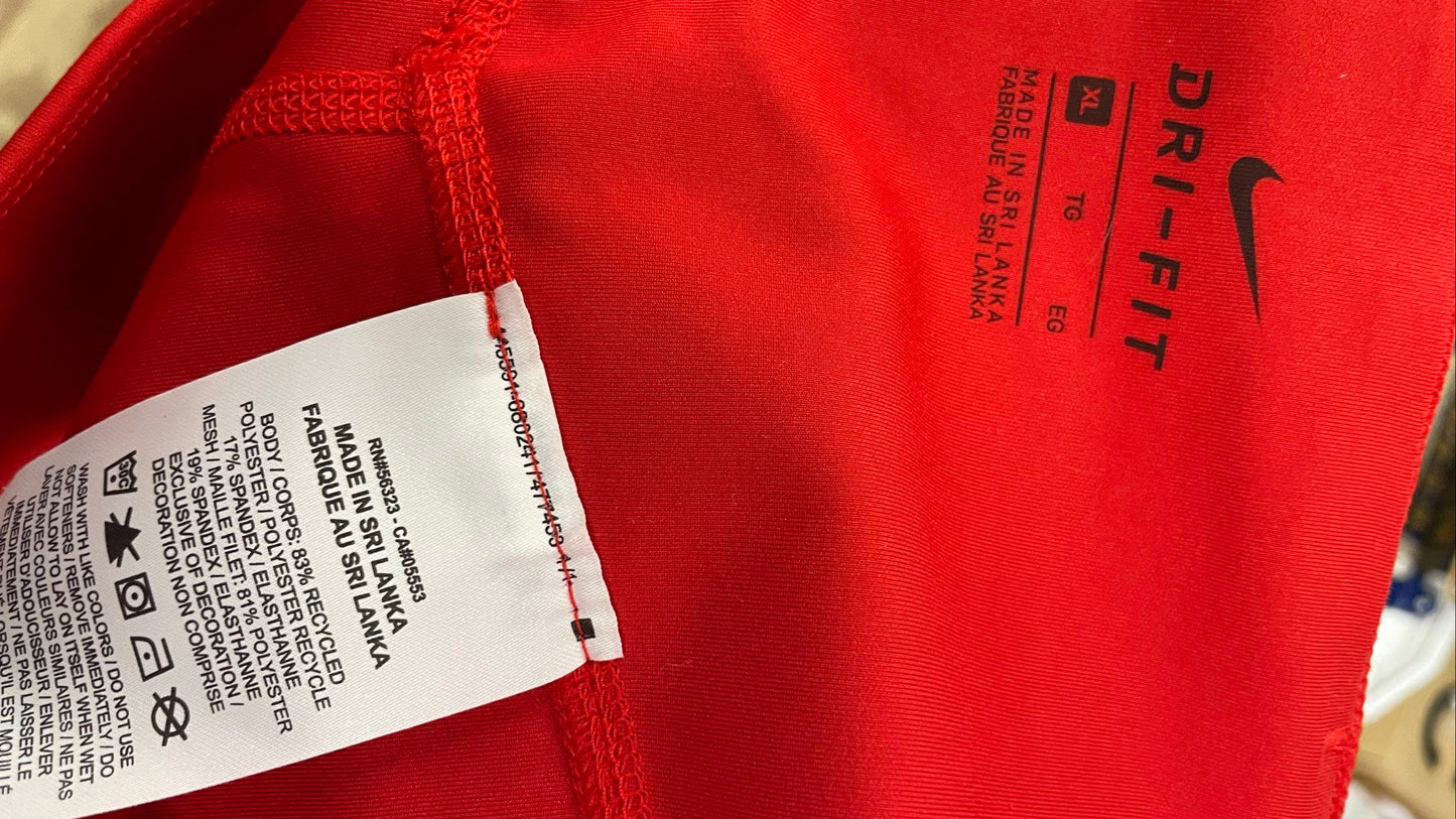 Nike Women's One Luxe 7/8 Leggings Red Strappy Mid Rise Dri-FIT NWT Sz XL