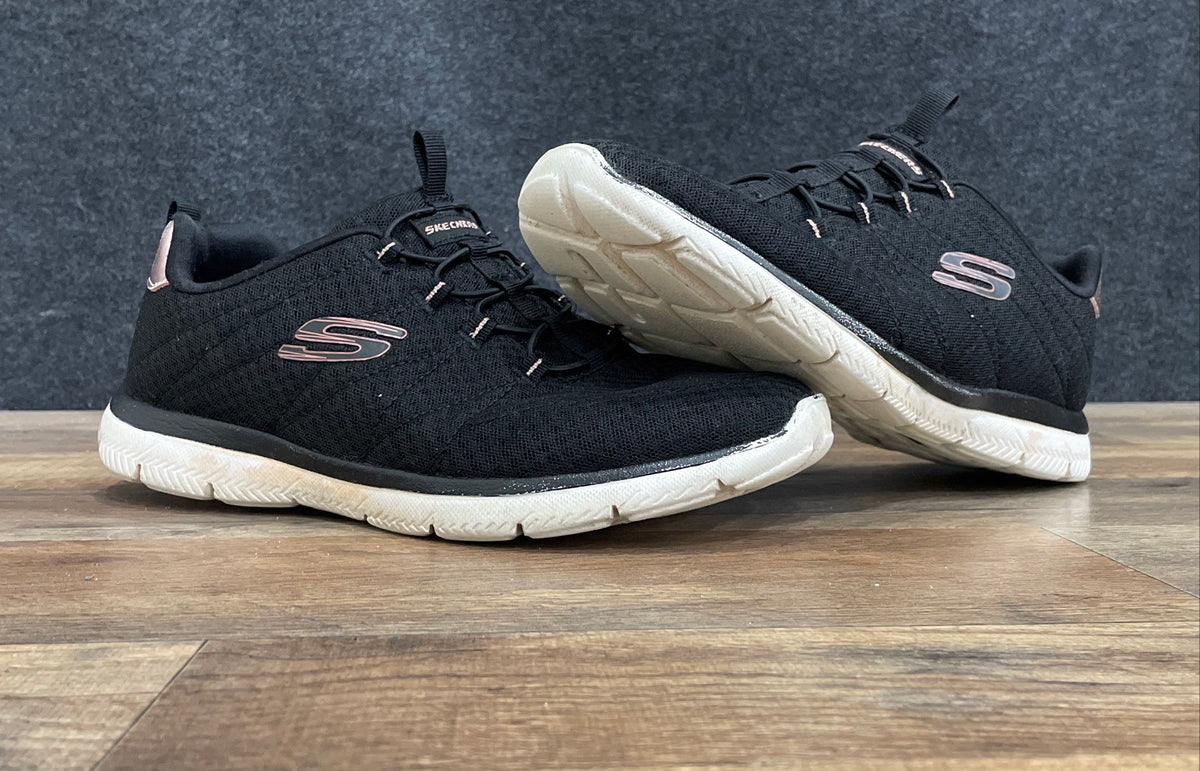 Skechers 179280WR Black Rose Gold Bungee Slip On Sneakers Women's Size 9