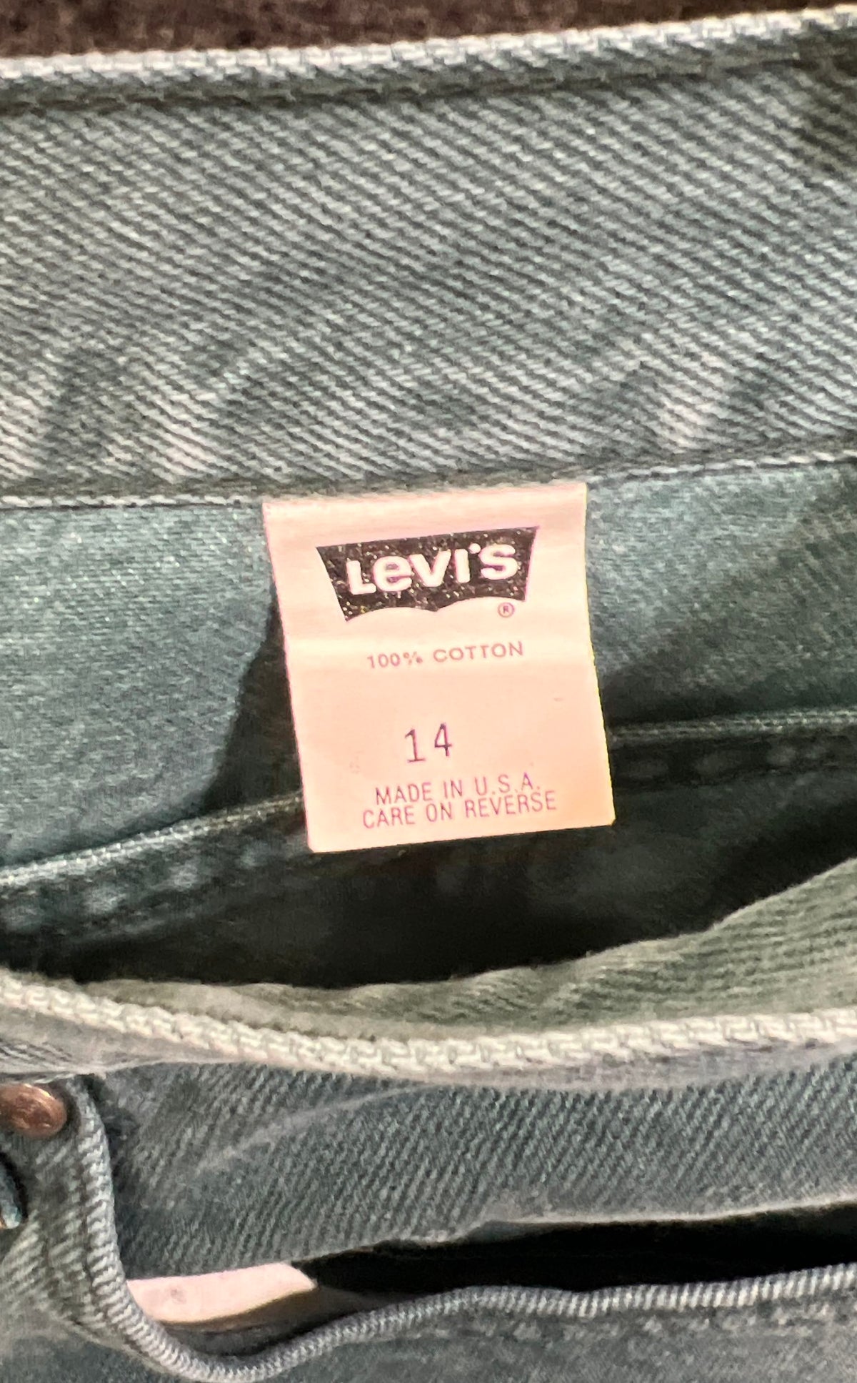 Vintage 90s Levis 900 Series Green Mom Jeans High Rise Made in USA Sz 14