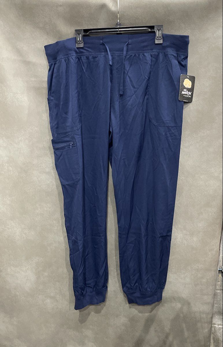 Mini Marilyn mediChic Women's Navy Blue Scrub Jogger Pants Cargo Stretch NWT 2X