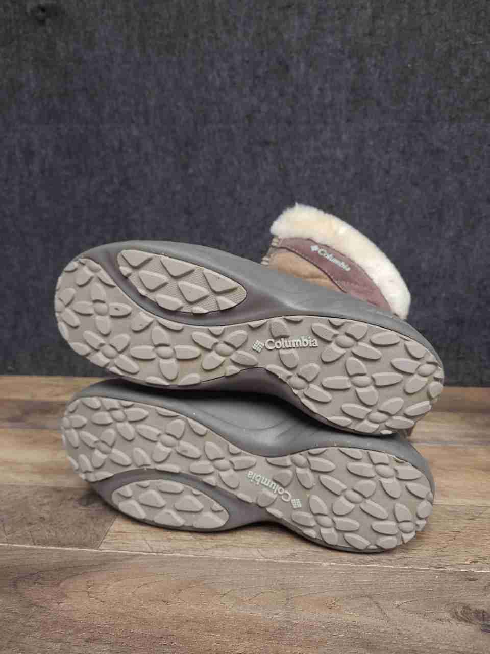 Columbia Sierra Summette Grey Faux Fur Trim Winter Snow Boots Women's Size 10