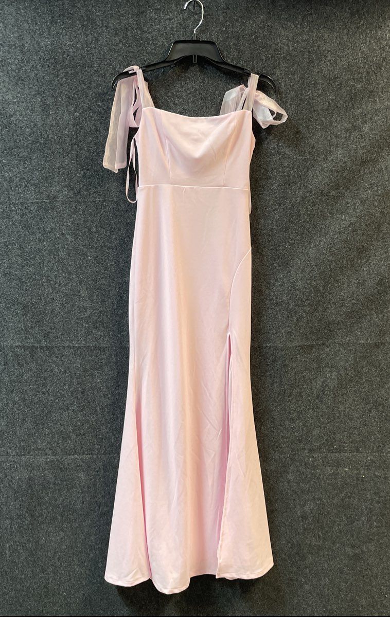 Fashion Nova Women's Pink Tie Shoulder High Slit Maxi Dress Sz XS NWT