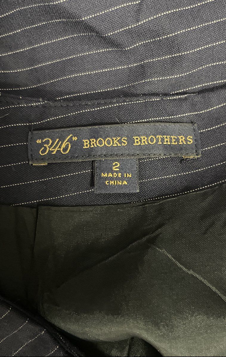 Brooks Brothers 346 Women's Navy Blue Pinstripe Wool Blend Lined Skirt Size 2