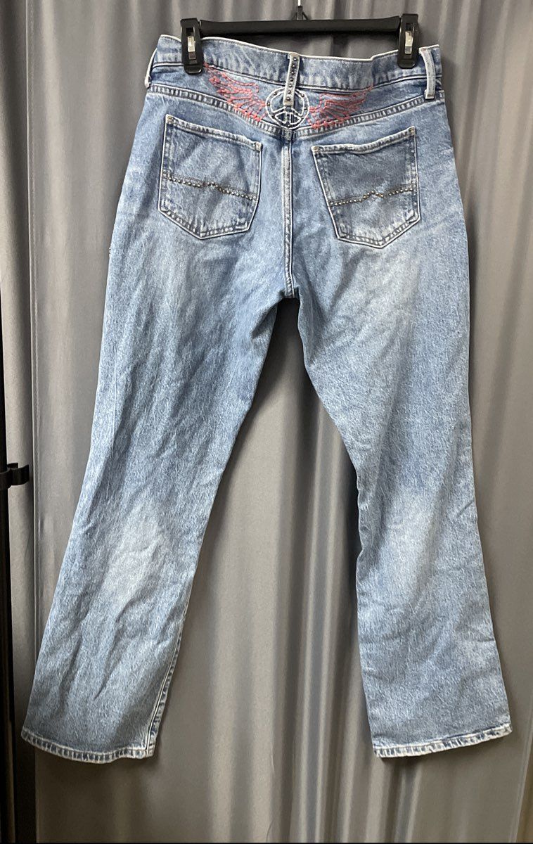 Lucky Brand Women's Easy Rider Mid Rise Bootcut Blue Distressed Jeans Sz 8/29 R