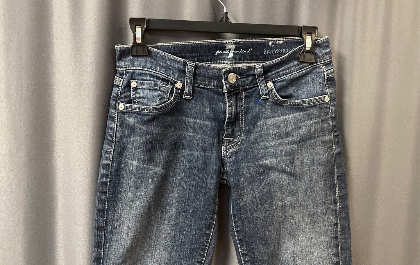 7 For All Mankind Women's Roxanne Blue Slim Fit Raw Hem Stretch Jeans Size 25