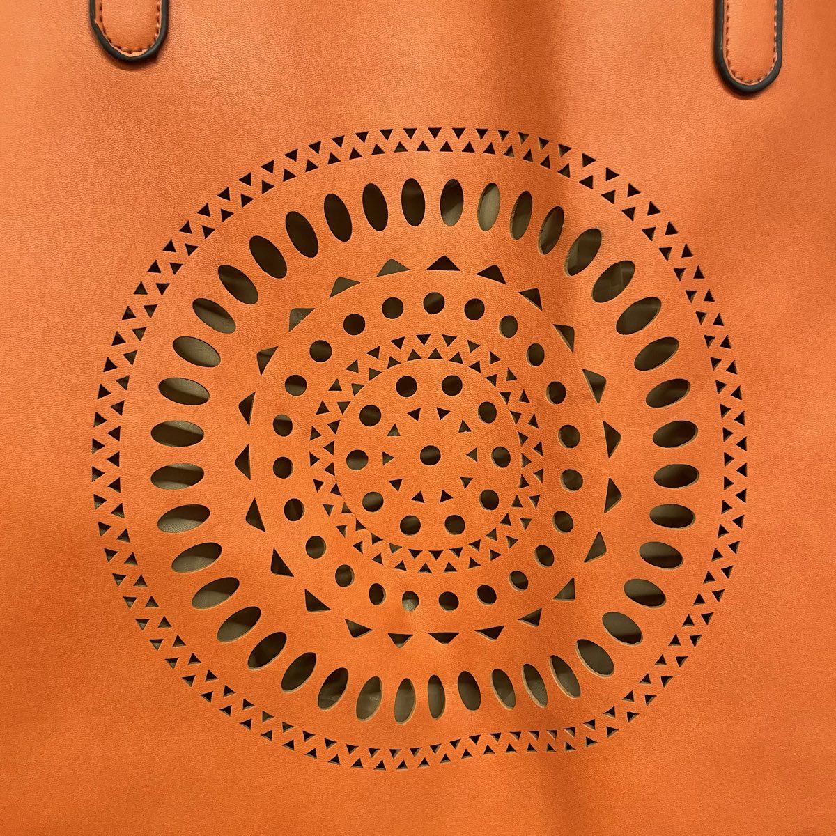 Neiman Marcus Orange Lasercut Medallion Tote Bag Large 13x20