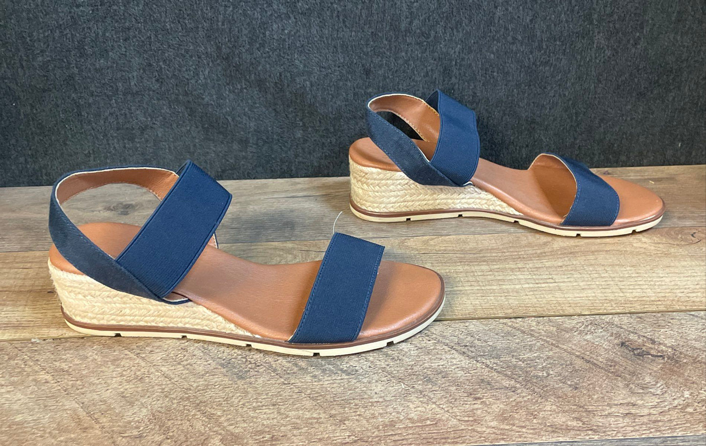 Tommy Bahama Pauline Navy Blue Espadrille Wedge Sandals Women's Size 8M