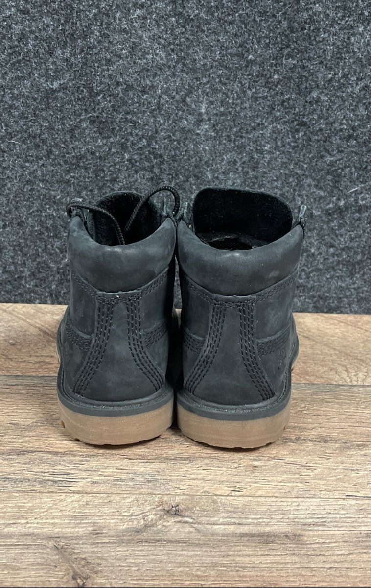 Timberland Premium 6-Inch Black Nubuck Toddler Waterproof Boots Size 7