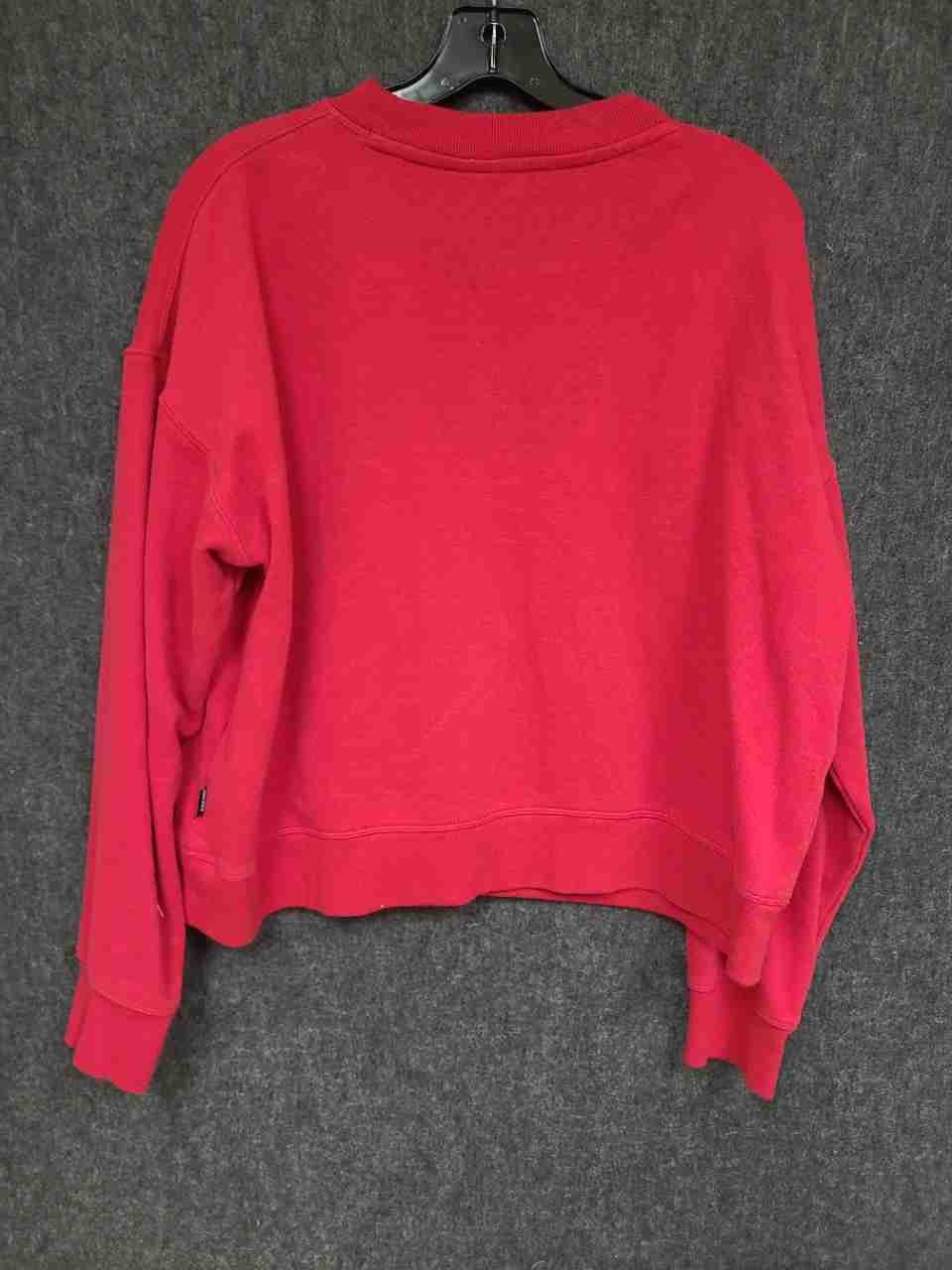 DKNY Sport Women's Red Gold Foil Logo Pullover Cropped Sweatshirt Sz L