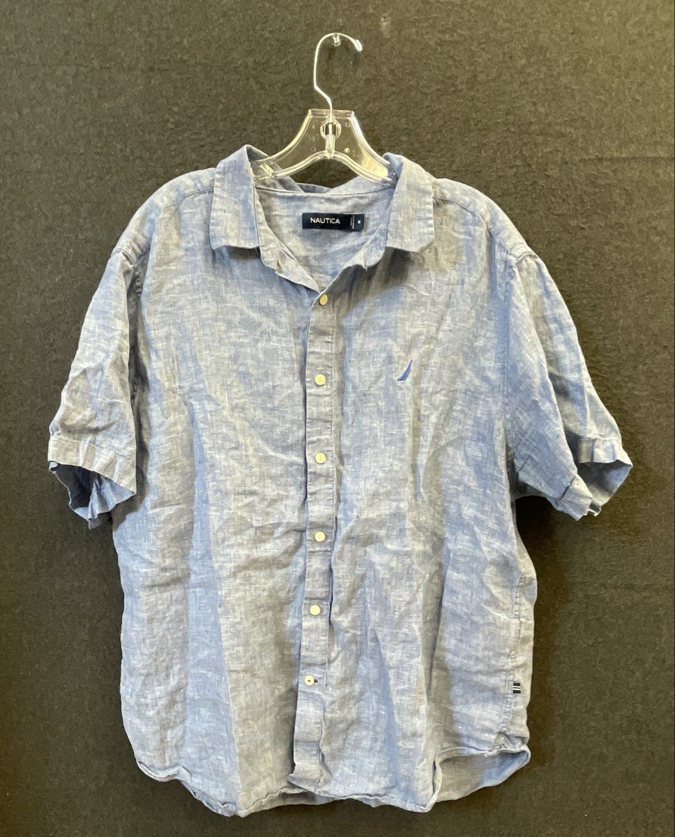 Nautica Men's 100% Linen Short Sleeve Button Down Shirt Red Blue Set of 2 Sz XL