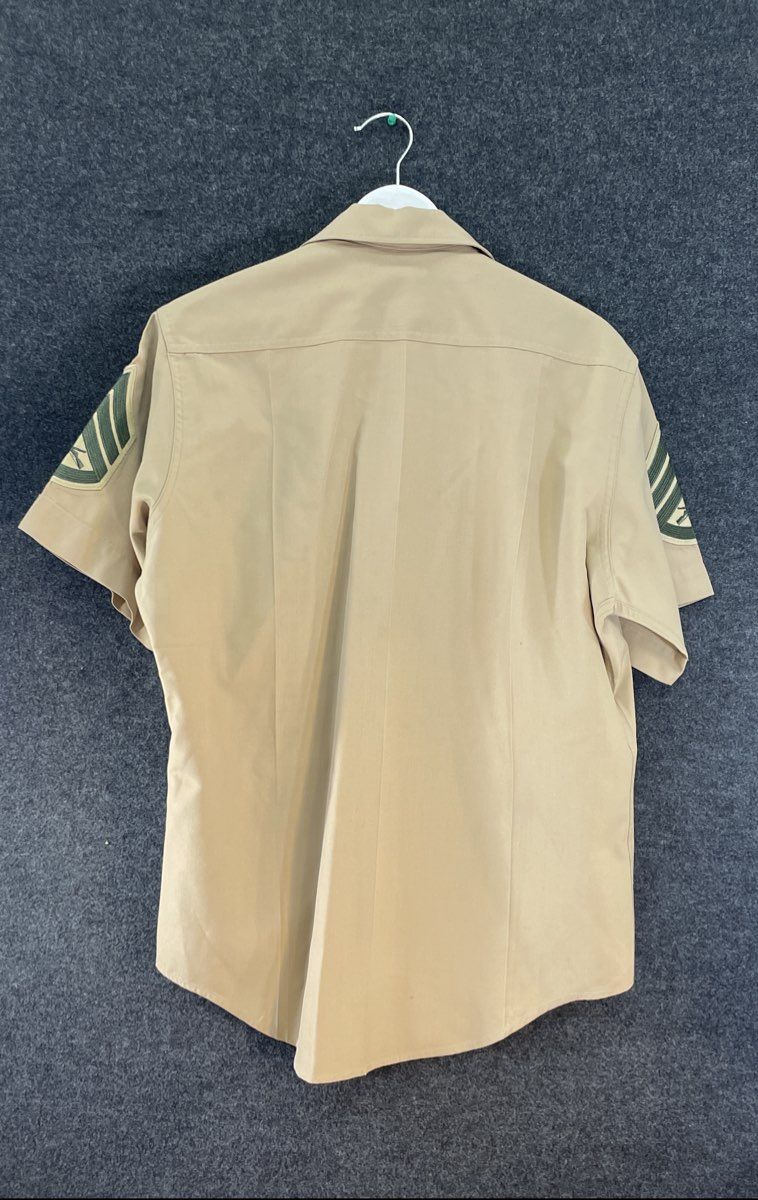Vintage Creighton Men's USMC Khaki Short Sleeve Dress Uniform Shirt Dacron Wool