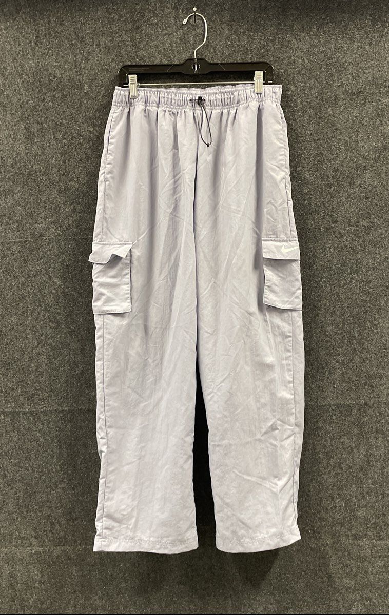 Nike Women's Lavender Purple Woven Nylon Wide Leg Cargo Pants Sz L