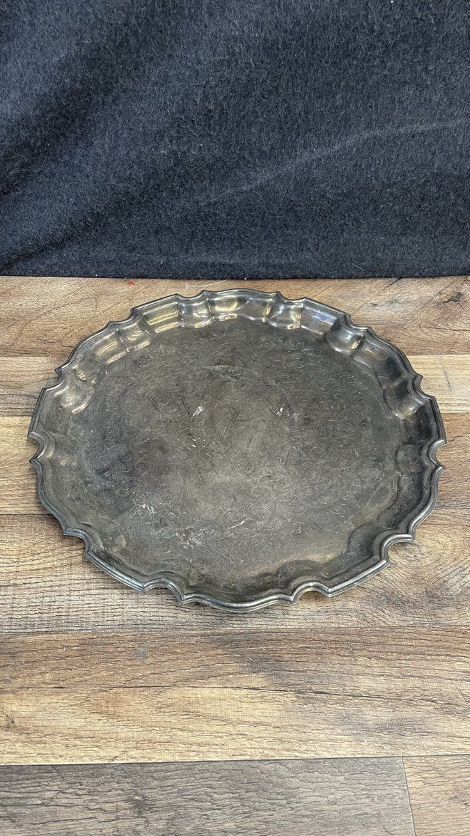 Vintage Style Ornate Sliver-Plated Serving Tray