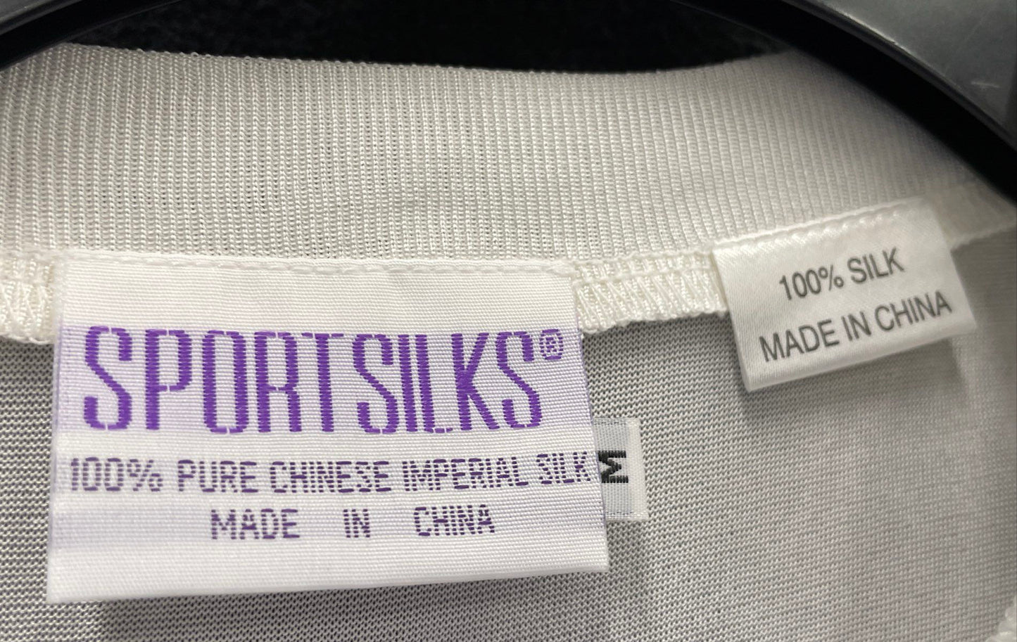 Vintage 90s SportSilks 100% Imperial Silk Long Sleeve Shirt Made in China Sz M