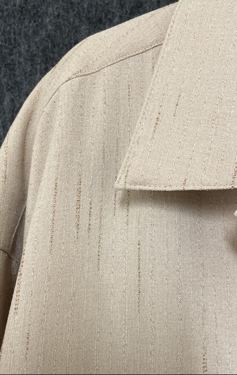 Vintage Christi Collection Men's Beige Textured Stripe Short Sleeve Shirt Sz XL