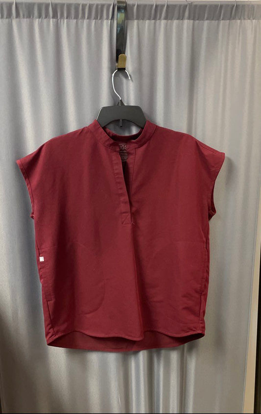 Figs Women's Burgundy Rafaela Scrub Top Notch Neck Technical Collection Sz XS