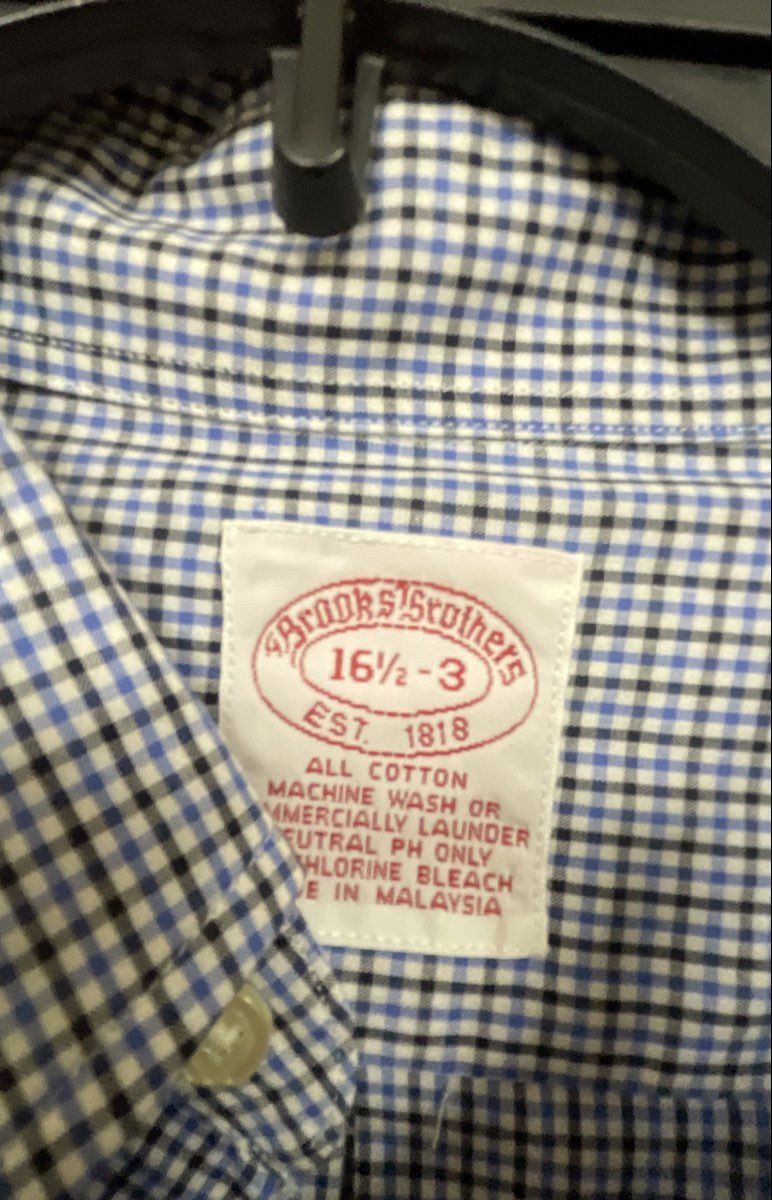Brooks Brothers Men's Button Down Shirt Blue Check Long Sleeve NWT Sz 16.5 33