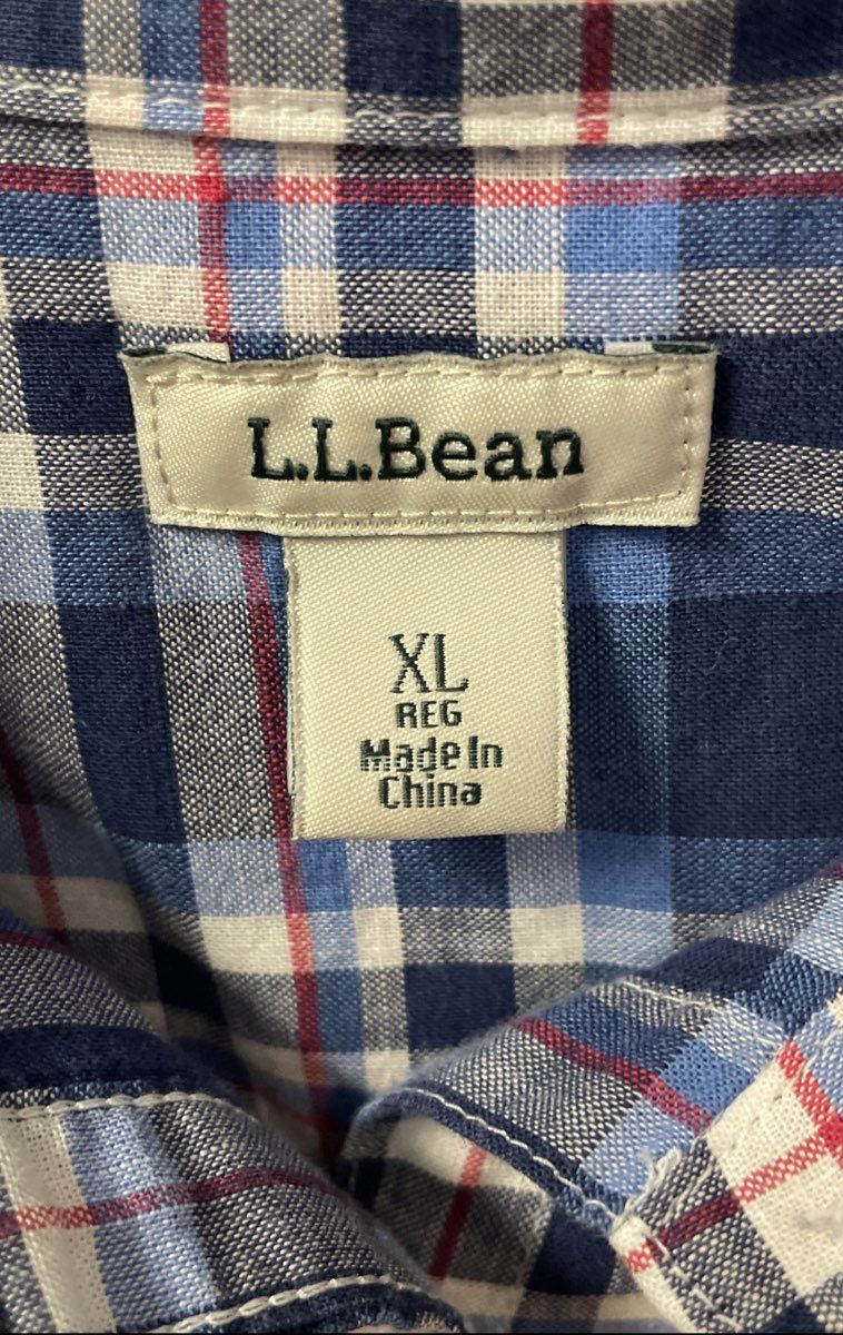L.L. Bean Women's Long Sleeve Plaid Button Down Shirt Blue Red Sz XL