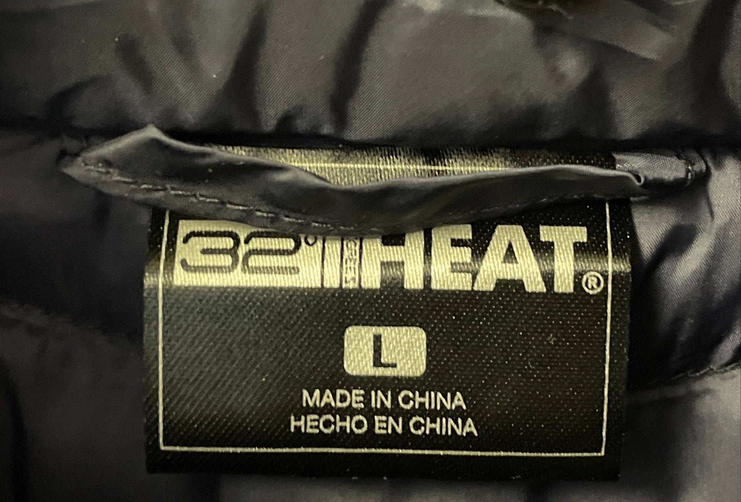 32 Degrees Heat Women's NWT Puffer Jacket Navy Blue Mixed Media Full Zip Sz L